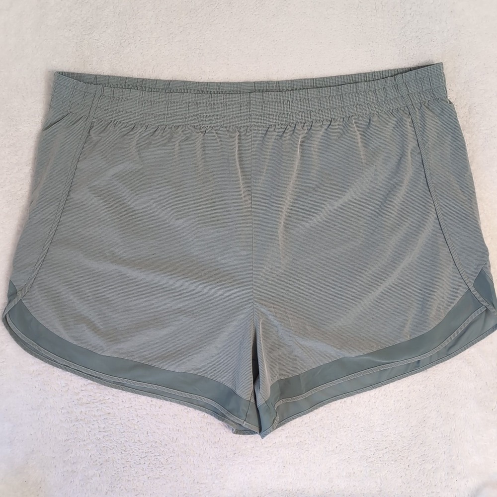 NEW Athleta Mesh Racer Run Shorts 46x4.5" Womens 3X Green Drawstring Running Zip